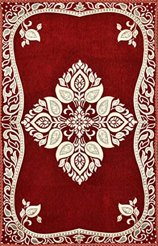 Image of Sofa Seater Slip Covers 5 Seater with Cushion and Table Cover - 3+2 Seater Velvet Sofa Cover Set for Single Sofa Couch - Sofa Seat Protector Slip and Back Covers, 2701 Maroon