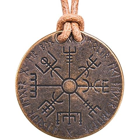 Shire Post Mint Vegvisir Norse Compass Necklace on Leather Cord Cover