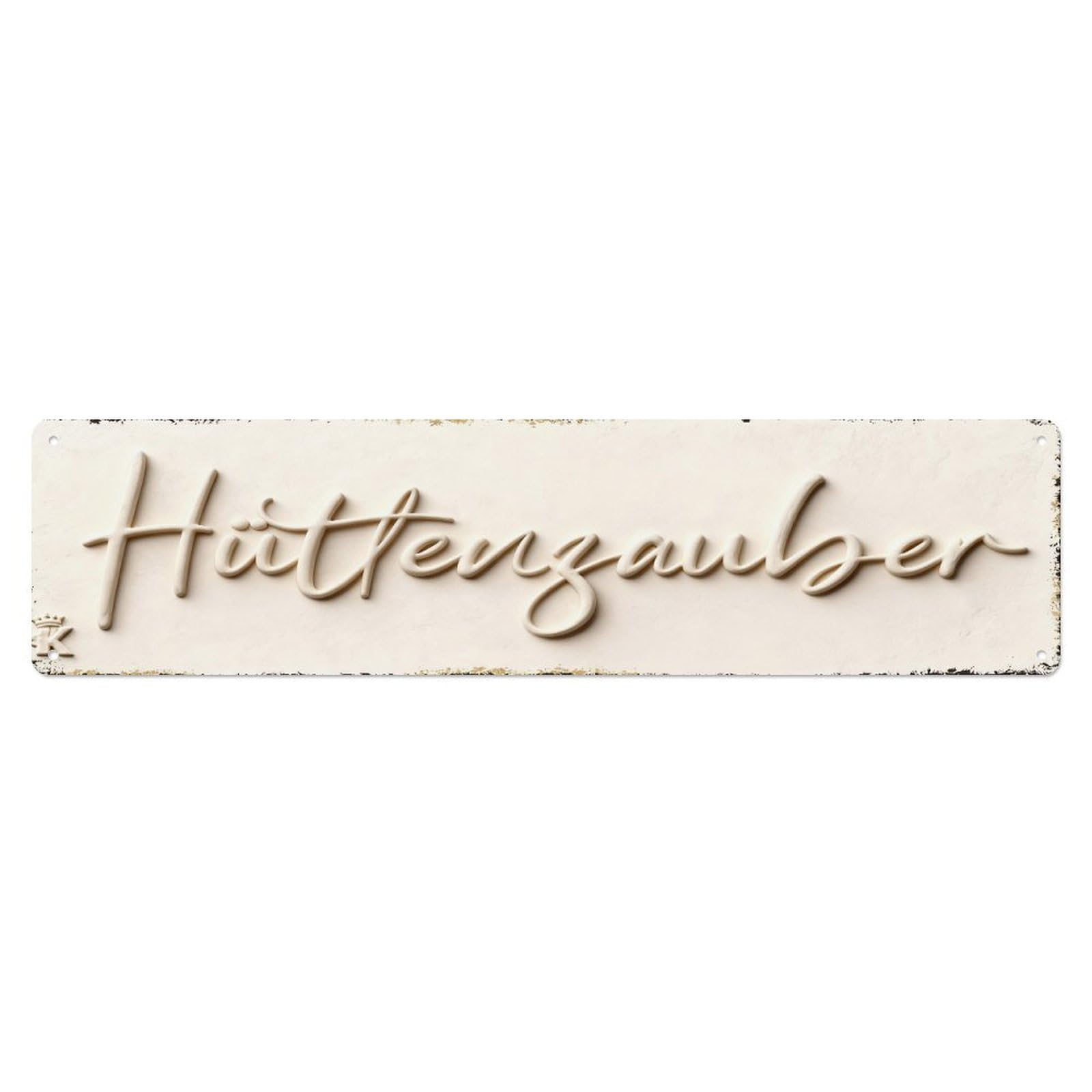 Huttenzauber Script Font Design Metal Tin Sign Plaque