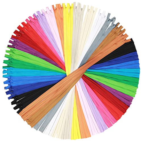 100 Stück Nylon unsichtbarer Reißverschluss Bulk bunte verdeckte Reißverschlüsse zum Nähen 55,9 cm versteckte Kissen-Reißverschlüsse für Stoff, Basteln, Kleidung, Kleidung, Handwerkerbedarf, 20 Farben Cover