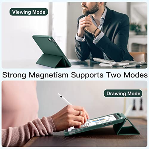 Image of Akkerds Compatible with iPad (A16) 11th Generation Case 11 Inch 2025, for iPad 10th Generation Case 10.9 Inch 2022 with Pencil Holder, Slim Trifold Stand Protective Cover with Soft TPU Back,Pine Green