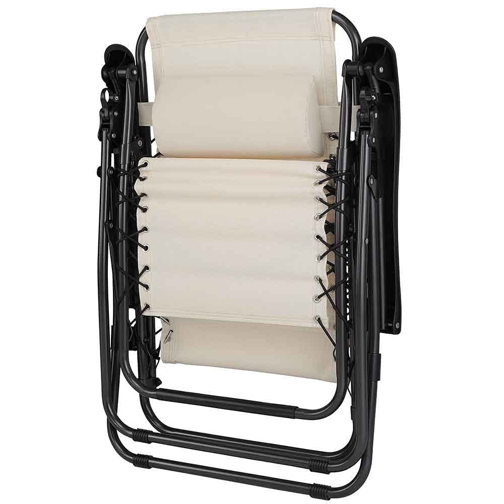 BAKAJI Sedia gravità Zero Sdraio da Giardino Poltrona Relax Pieghevole Salvaspazio con Vassoio Tubolari Acciaio 22mm Reclinabile Tessuto in Texilene Traspirante Terrazzo Piscina Esterno (Beige)
