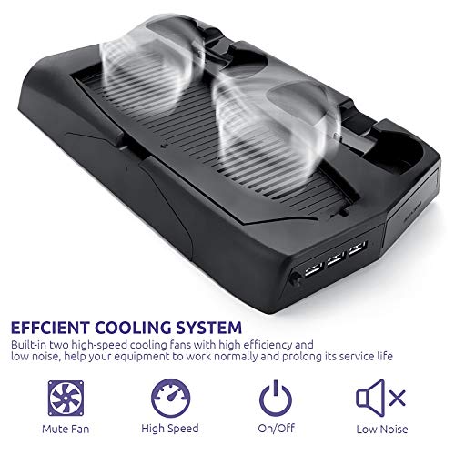 Stand with Cooling Fan and Dual Controller Charger for PS5, KRX All-in-One Design Accessories for Playstation 5 Digital Edition & Dualsense, Console System Charging & Cooling Station for PS5 - Thumbnail 2