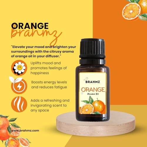 Image of Brahmz Aroma Oils Gift Set, 6 Bottles, 10g Each, Vanilla, Orange, Lemongrass, Lavender, Rose, Apple Cinnamon, Essential Oils for Aromatherapy