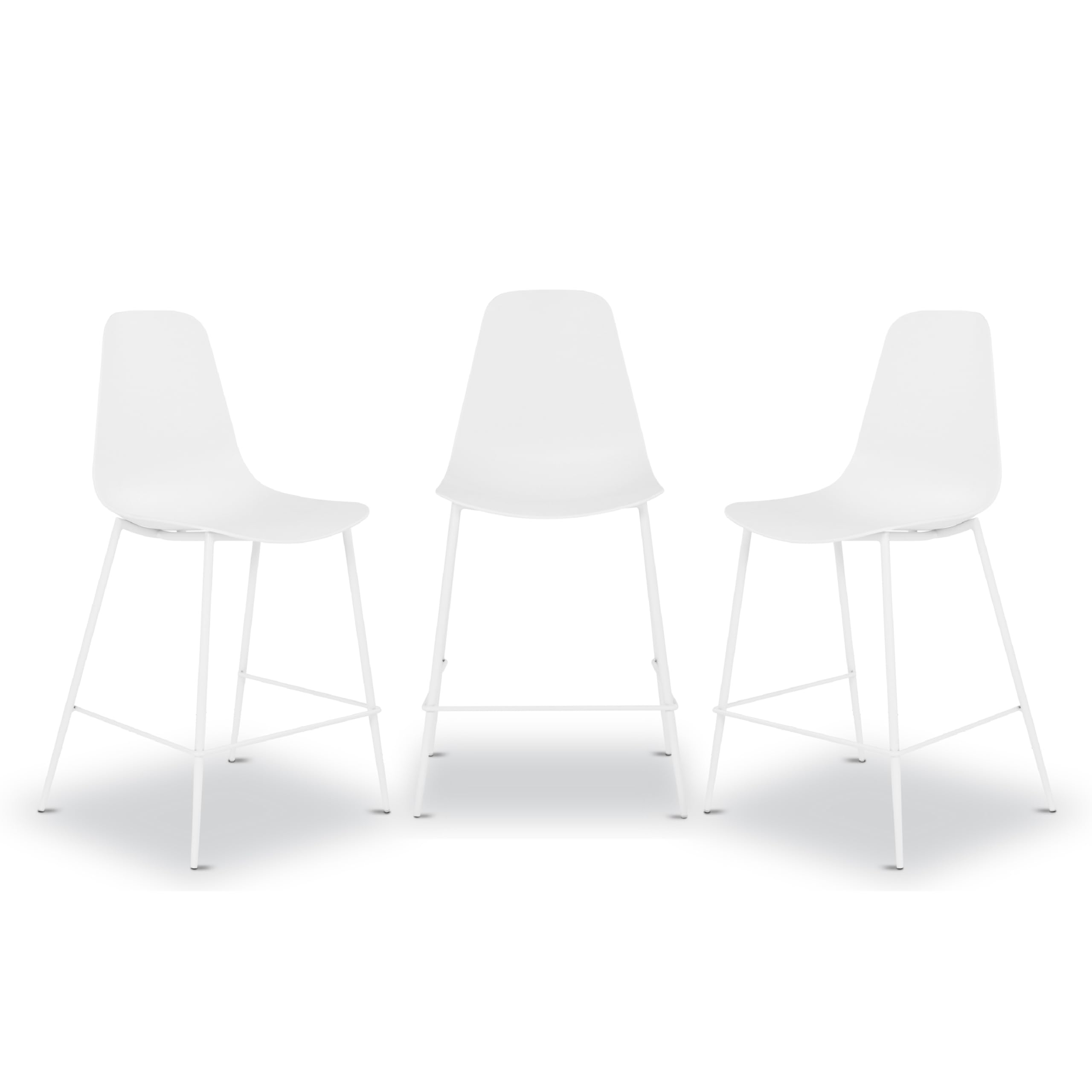 Poly &amp; BARK Isla Bar Stools Set of 3 – Counter Height Bar Stool for Kitchen – Set of Counter Stools – Indoor/Outdoor Barstools – Modern Kitchen Bar Stools - White