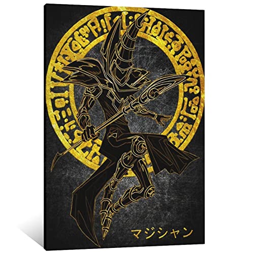 HXX Dark Magician Yugioh Canvas Art Poster and Wall Art Picture Print Modern Family bedroom Decor Posters Framed,08x12inch(20x30cm)