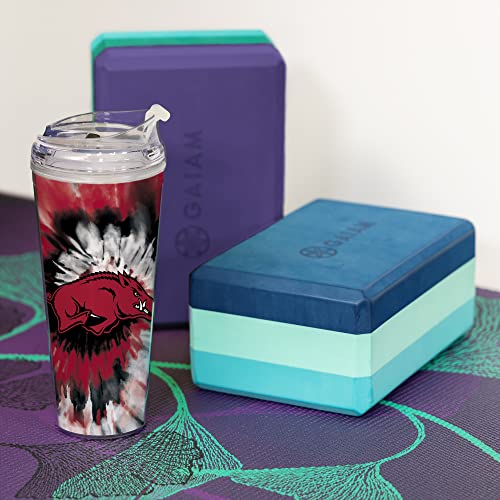 Image of Rico Industries NCAA Glitter 24oz Acrylic Glitter Tumbler with Hinged Lid, Officially Licensed Double Wall Tumbler with Straw
