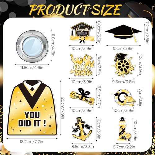 Imanes decorativos graduación 2026 negro oro pack 10 miniatura 3