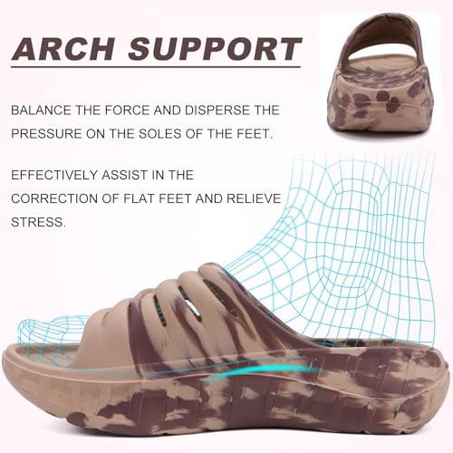 Image of KuaiLu Mens Recovery Sandals Orthotic Arch Support Open Toe Sport Slides Thick Cushion Orthopedic Plantar Fasciitis Slip On Wide Width Summer Pool Beach Waterproof
