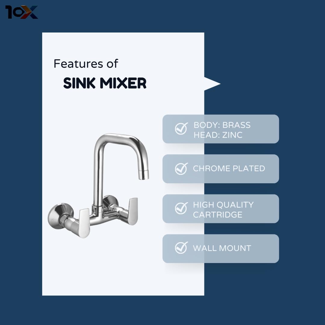 10X Brass Sink Mixer Tap - Chrome Finish -3