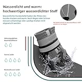 Muecleao Hundeschuhe Pfotenschutz, 4 Stück Wasserdicht Anti-Rutsch Hundestiefel mit Rutschfester Sohle und reflektierendem Klettverschluss, Schuhe für kleine, Mittlere und Große Hunde (Grau, XL)