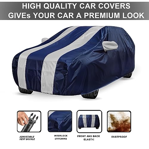 Image of Auto Hub Car Cover Compatible with Creta (Model : 2024-Till Date) with Mirror Pocket, Water Resistant, Triple Stitched, Creta 2024 Car Cover- Navy-Silver