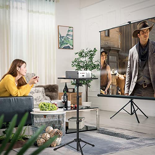 AKOZLIN Trípode para Proyector con Ruedas, Trípode Portátil para Proyector, Altura Ajustable 69-136cm, Porta Celular y Bandeja de Almacenamiento, Soporte de en Altura Ajustable