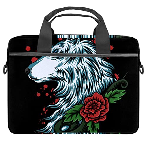 Lleva tu estilo universitario al límite con esta funda de lobo y rosa para laptop de 14 pulgadas