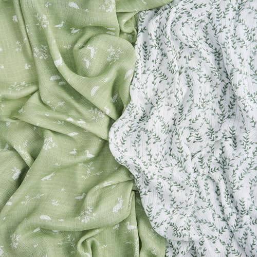 Image of aden + anais Essentials Silky Soft Bamboo Muslin Swaddle, Breathable Baby Blanket, Ideal for Boys, Girls, Newborns, Babies & Infants, Receiving Blanket, Lightweight Wrap, 2 Pack, Nature Friends