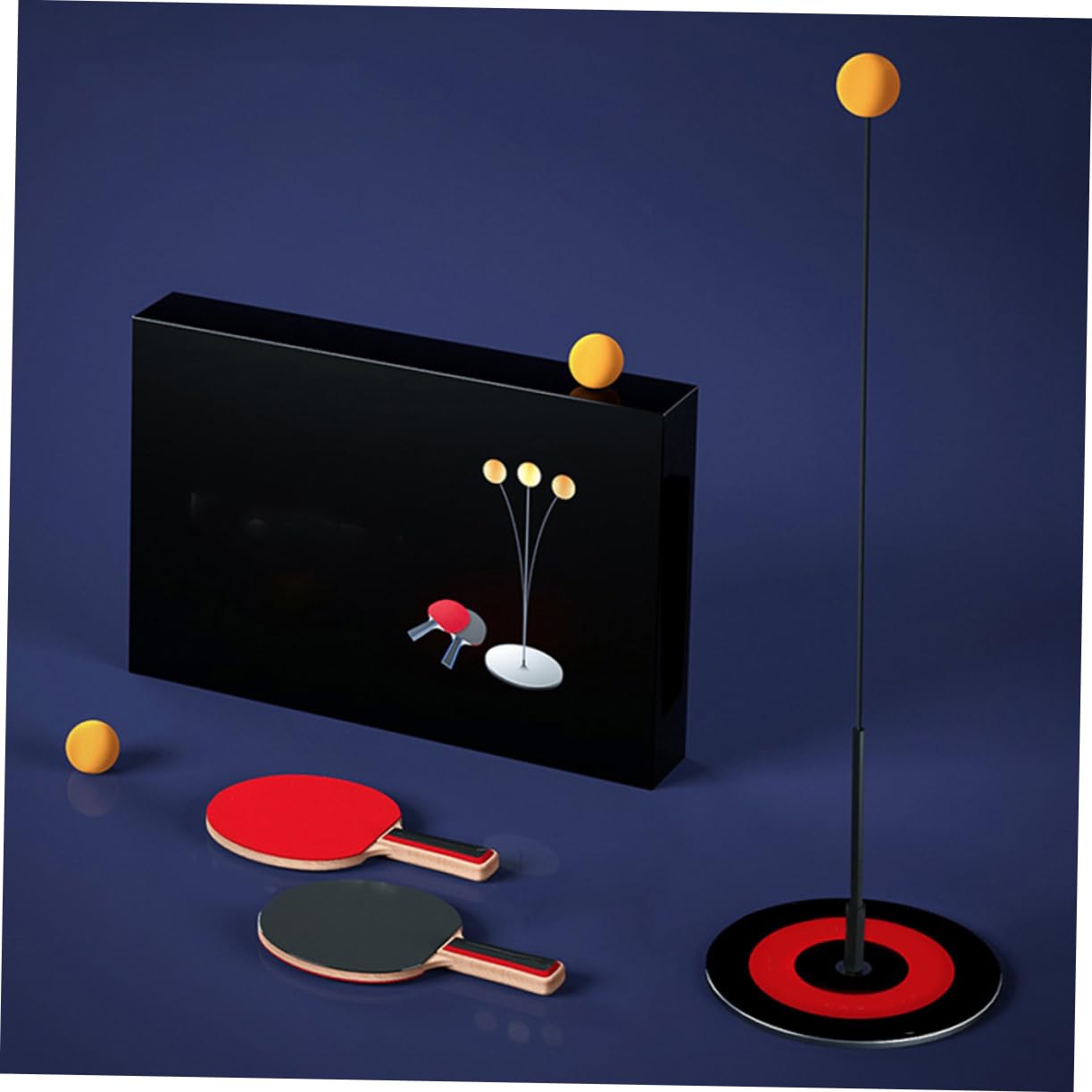 KICHOUSE 1Set Table Tennis Training Kit Elastic Flexible Shaft Pong Trainer Set with Racket for Beginners Advanced Players Durable Material