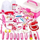 【Arztkoffer Kinder】: Größe: 21 * 13.5 * 14.5 cm. Kleine Teile! Tolles Spielzeug für Kinder ab 3 Jahre. Bitte unter direkter Aufsicht eines Erwachsenen.