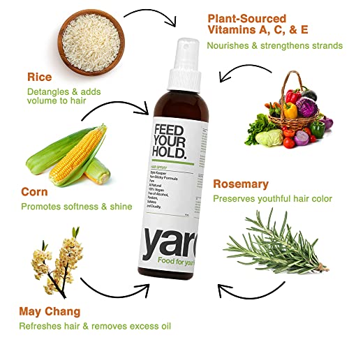 Yarok Natural Hair Spray Medium Hold - Vegan Hair Volumizer Spray With Rosemary Oil, Rice Extract, Vitamin E, C, & A - Non-Greasy & Travel Size Hairspray For Styling & Nourishing Locks - 8Oz #TOP3