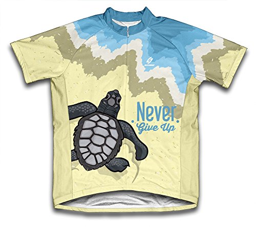 ScudoPro Turtle Never Give Up Short Sleeve Cycling Jersey for Men - Size XL