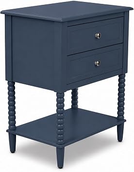 Decor Therapy Preston Two Drawer Side Table, Traditional Side Table with Dual Storage Drawers and Lower Shelf, Classic End Table or Bedside Table for Living Room or Bedroom, White