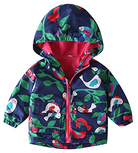 Image of Happy Cherry Kids Boys Girls Fleece Lined Windbreaker Jacket Fashion Prints Hoodie for Fall Winter