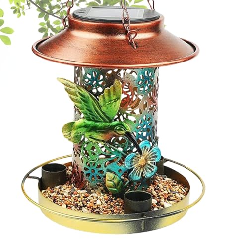 Mangeoire à oiseaux solaire suspendue lanterne LED décor éclairage extérieur - 6