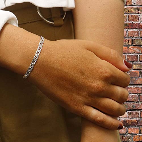 Sterling Silver Mariner Link Bracelet - 5.5MM, 6.5MM, 8MM, 9MM, 10.5MM, 12MM Thick Silver Link Bracelet for Men3