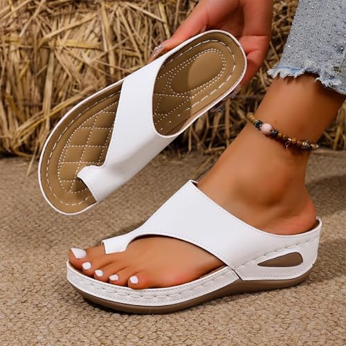 Pantoufles d'été à talon compensé confortables et ultra légères couleur blanche - 6