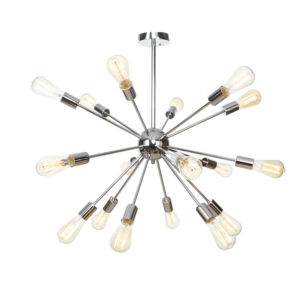 SYAXVOM 9 hts Sputnik Chandeliers Chrome Mid Century Modern Chandelier Pendant ht Industrial Vintage Ceiling For Living Room Dining Bedroom Foyer-Chrome 18 head