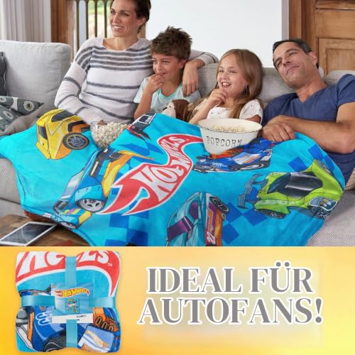 Hot Wheels Kuscheldecke Kinder Jungen 130x150 cm, Kuschel Fleece Decke Flauschig für Bett, Reise & Sofa, Gamer Geschenke für Jungs – Ansicht 5