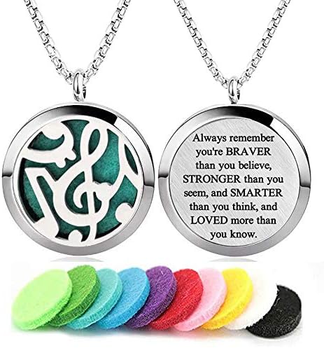 Birthday Gifts for Women,GFONDINGD Diffuser Necklace with Dispenser and Container Stainless Steel Aromatherapy Essential Oil Diffuser Pendant Locket Necklace with 8 Pad Jewelry for Women Valentine Day