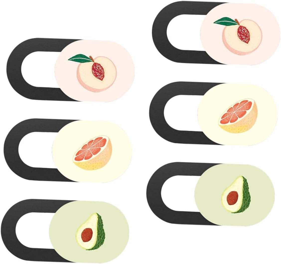 6pcs Webcam Privacy Covers Slide Camera Protectors for Laptop and Tablet, Colorful Fruit Design, Multi-Scenario Privacy Shield Set for Online Meetings and Streaming