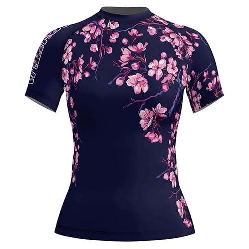 RASHNINJA Women's Samurai Short Sleeve Rash Guard BJJ MMA Compression Shirt - Base Layer for No-Gi
