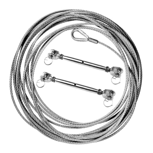 Turnbuckles de acero inoxidable de alta resistencia con mandíbula y mandíbula, juego de 2, tensores para cables con cuerpo cerrado, pasador y alambre de seguridad miniatura 4