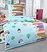 Kuscheli® Baumwolle Kinder Bettwäsche 135x200 für Mädchen und Junge Renforce Kinderbettwäsche Set Kissenbezug 80x80 bunt & farbenfroh, Design - Motiv:Design 1