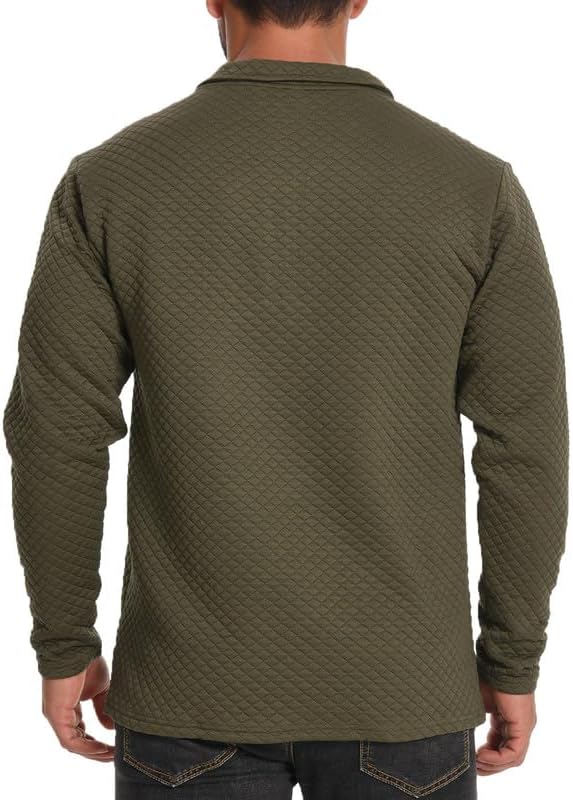 H HYFOL Men's USA Flag Graphic Pullover Waffle 1/4 Zip Stand Collar American Patriotic Sweatshirts - Image 6