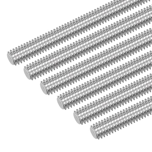 AOOSU Tige Filetée, 6pcs M6 x 200mm Tige Acier Inoxydable, 304 Inox Acier Tiges Barre Rond Solide Filetées Filetage à Droite pour Bricolage Artisanat Divers...
