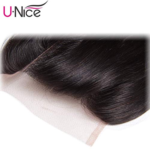 Image of UNice Hair Malaysian Body Wave Hair 3 Bundles with Free Part 4x4 Lace Closure, 100% Unprocessed Virgin Human Hair Weave Extensions Natural Color(14 16 18+14 Closure)