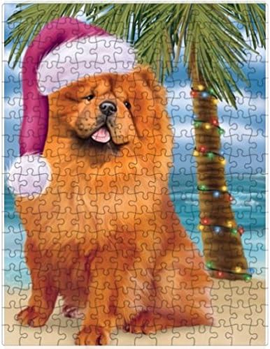 Christmas Summertime Beach Chow Chow Dog Jigsaw Puzzle for Adults - Animal Printed Interlocking Puzzle Game Artwork - Gift for Dog Lover's - 1000 Pcs 29.5"x19.7", PZLE63242