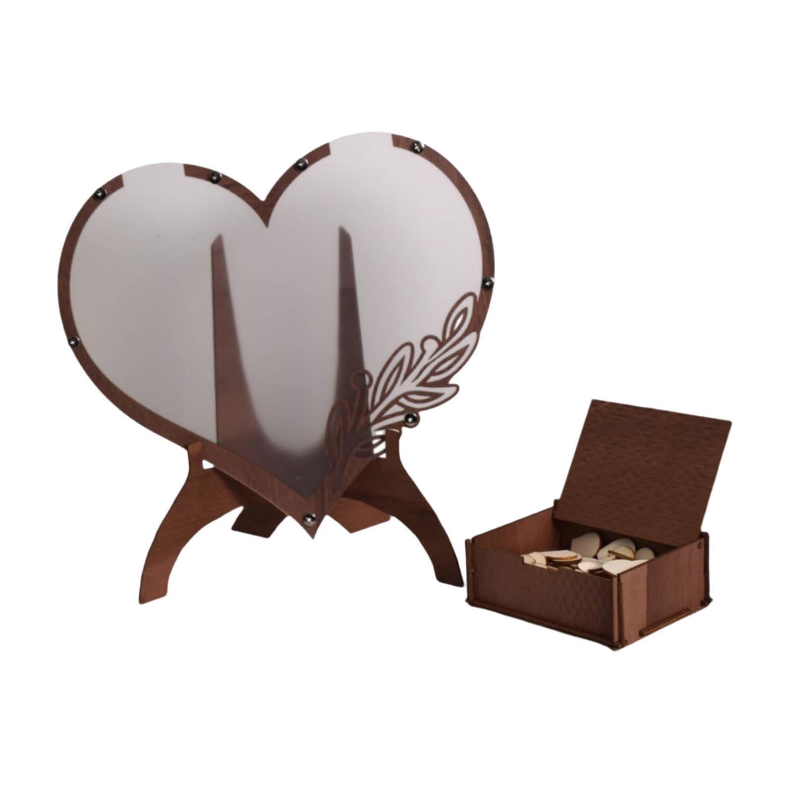 Libro de Firmas para Bodas, Marco de Fotos en Forma de Corazón, Tablero de Firmas, Portatarjetas, Decoración de Mesa de Madera, Recuerdo para Los
