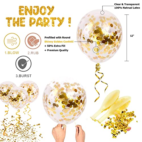 Image of Party Propz Golden Balloons For Decoration -13Pcs Combo Kit With Gold Happy Birthday Foil Balloon, Confetti and Metallic Balloons Set for Birthday Decoration Kit Combo /Ballons for Decorating Birthday