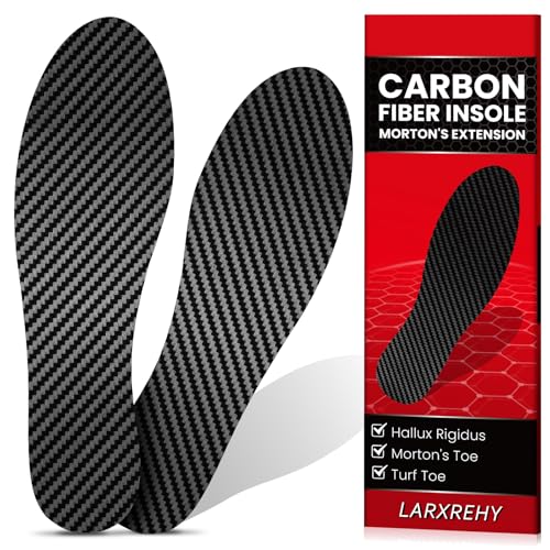 1 Pair Carbon Fiber Insole for Men & Women: 1.2mm Thick Rigid Shoe Insert Support Turf Toe, Foot Fractures, Hallux Rigidus & Limitus for Sports, Hiking, Trekking - Alternative to Post Op Shoe, 275mm
