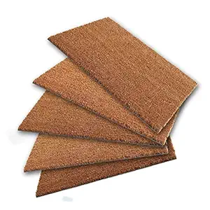 Onlymat Plain Design Coir Doormat (Beige Color) Natural Entryway Rug with PVC Backing for Indoor & Covered Door Entrances, 5 Piece Packet, 60 X 35 X 1.5cm
