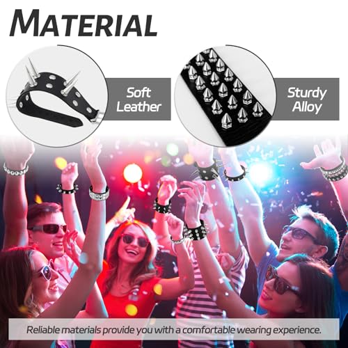 Punk Studded Bracelet Goth Bracelet Leather Rivets Spike Bracelets Cuff Adjustable Metal Wristband Gothic Accessories3