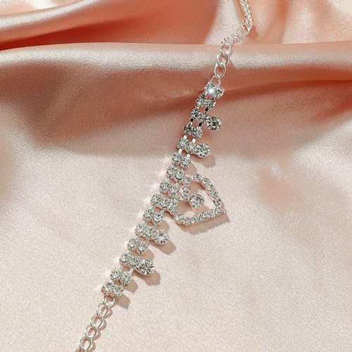 Image of Fesciory Silver Ankle Bracelets for Women, Adjustable Rhinestone Pendant Tennis Anklet, Butterfly Heart Infinite Diamond Summer Beach Foot Chain Jewelry Gifts