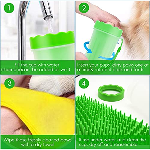 KOOLPUG Dog Paw Cleaner, Paw Cleaner Cup with Dog Poo Bags Leash Dispenser, Dog Paw Washer, Pet Paw Cleaner with Waste Bags, Pet Cleaner, Perfect for Removing Dirts After Daily Walk (Large, Green) - Image 4