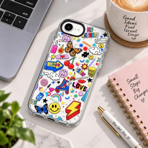 Image of SQUIF for iPhone 16e Back Case Cover Silicone Transparent Soft Design Art Printed | Camera Bump Protection (Multicolor)
