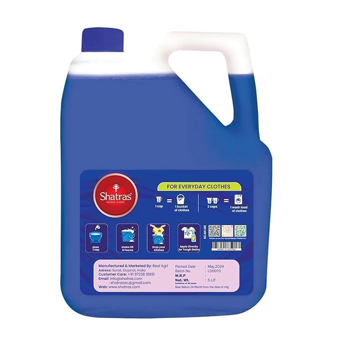 Image of Shatras Liquid Detergent | Suitable for All Types of Clothes | For Top-Load and Front-Load Washing Machines | Fast Stain Removal | No Harmful Chemicals | Natural Fragrance (5L)