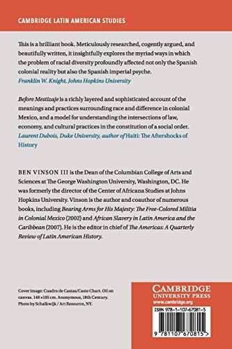 Before Mestizaje: The Frontiers of Race and Caste in Colonial Mexico (Cambridge Latin American Studies, Series Number 105) - Image 2