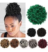 YISIKUNNUO Curly Wavy Afro Puff Drawstring Ponytail Hair Extension for Black Women Loose Wave Sho...